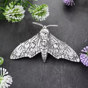 Gothic Silver Moth Hair Pin